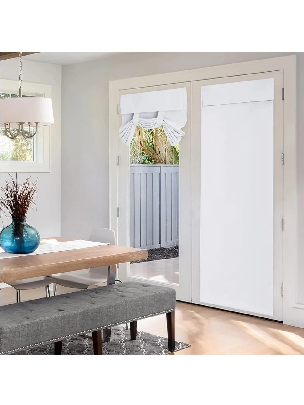 HOMEIDEAS Pure White French Door Curtain Panel 26” x 68” New